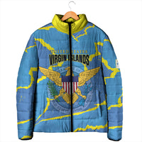 Personalized US Virgin Islands Padded Jacket Grunge Stylized