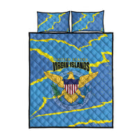 US Virgin Islands Quilt Bed Set Grunge Stylized