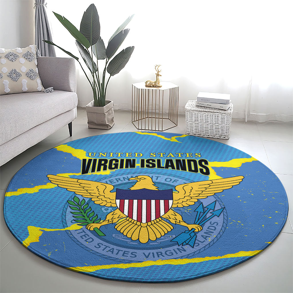 US Virgin Islands Round Carpet Grunge Stylized