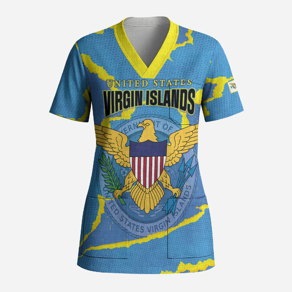 Personalized US Virgin Islands Scrub Top Grunge Stylized