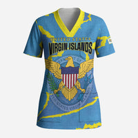 Personalized US Virgin Islands Scrub Top Grunge Stylized