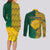 South Africa Couples Matching Long Sleeve Bodycon Dress and Long Sleeve Button Shirts Springbok and Proteas African Pattern - Wonder Print Shop