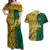 South Africa Couples Matching Off Shoulder Maxi Dress and Hawaiian Shirt Springbok and Proteas African Pattern - Wonder Print Shop