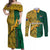 South Africa Couples Matching Off Shoulder Maxi Dress and Long Sleeve Button Shirts Springbok and Proteas African Pattern - Wonder Print Shop