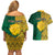 South Africa Couples Matching Off Shoulder Short Dress and Hawaiian Shirt Springbok and Proteas African Pattern - Wonder Print Shop