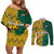 South Africa Couples Matching Off Shoulder Short Dress and Long Sleeve Button Shirts Springbok and Proteas African Pattern - Wonder Print Shop