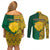 South Africa Couples Matching Off Shoulder Short Dress and Long Sleeve Button Shirts Springbok and Proteas African Pattern - Wonder Print Shop