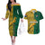 South Africa Couples Matching Off The Shoulder Long Sleeve Dress and Hawaiian Shirt Springbok and Proteas African Pattern - Wonder Print Shop