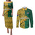 South Africa Couples Matching Puletasi Dress and Long Sleeve Button Shirts Springbok and Proteas African Pattern - Wonder Print Shop