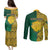 South Africa Couples Matching Puletasi Dress and Long Sleeve Button Shirts Springbok and Proteas African Pattern - Wonder Print Shop