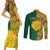 South Africa Couples Matching Short Sleeve Bodycon Dress and Long Sleeve Button Shirts Springbok and Proteas African Pattern - Wonder Print Shop