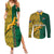 South Africa Couples Matching Summer Maxi Dress and Long Sleeve Button Shirts Springbok and Proteas African Pattern - Wonder Print Shop