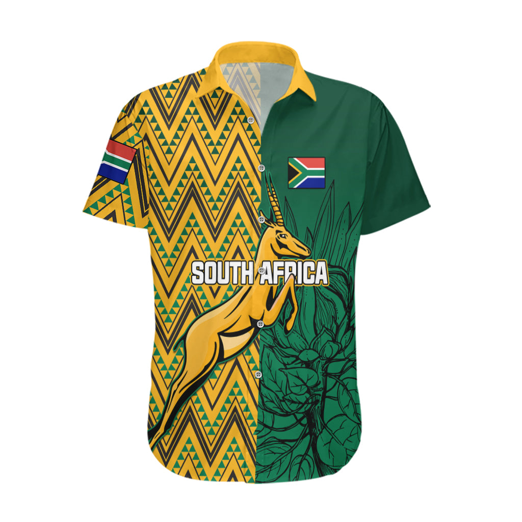 South Africa Hawaiian Shirt Springbok and Proteas African Pattern - Wonder Print Shop