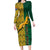 South Africa Long Sleeve Bodycon Dress Springbok and Proteas African Pattern - Wonder Print Shop