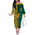 South Africa Off The Shoulder Long Sleeve Dress Springbok and Proteas African Pattern - Wonder Print Shop