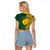 South Africa Raglan Cropped T Shirt Springbok and Proteas African Pattern - Wonder Print Shop