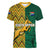 South Africa Women V Neck T Shirt Springbok and Proteas African Pattern - Wonder Print Shop