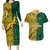 Personalised South Africa Couples Matching Long Sleeve Bodycon Dress and Hawaiian Shirt Springbok and Proteas African Pattern - Wonder Print Shop