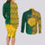 Personalised South Africa Couples Matching Long Sleeve Bodycon Dress and Long Sleeve Button Shirts Springbok and Proteas African Pattern - Wonder Print Shop