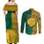 Personalised South Africa Couples Matching Off Shoulder Maxi Dress and Long Sleeve Button Shirts Springbok and Proteas African Pattern - Wonder Print Shop