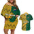 Personalised South Africa Couples Matching Off Shoulder Short Dress and Hawaiian Shirt Springbok and Proteas African Pattern - Wonder Print Shop