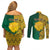 Personalised South Africa Couples Matching Off Shoulder Short Dress and Long Sleeve Button Shirts Springbok and Proteas African Pattern - Wonder Print Shop