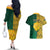 Personalised South Africa Couples Matching Off The Shoulder Long Sleeve Dress and Hawaiian Shirt Springbok and Proteas African Pattern - Wonder Print Shop