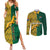 Personalised South Africa Couples Matching Summer Maxi Dress and Long Sleeve Button Shirts Springbok and Proteas African Pattern - Wonder Print Shop