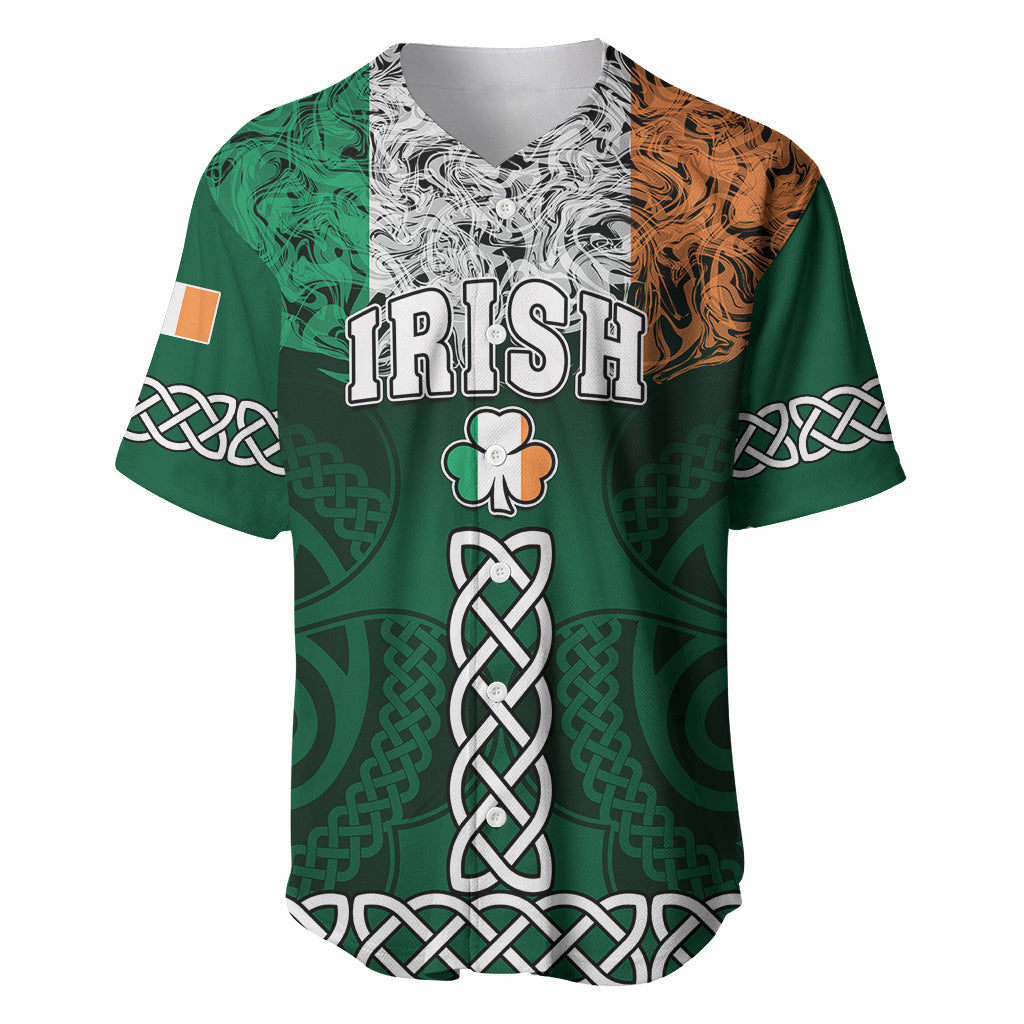 Ireland Baseball Jersey Irish Shamrock Mix Celtic Knotwork Pattern - Wonder Print Shop