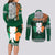 Ireland Couples Matching Long Sleeve Bodycon Dress and Long Sleeve Button Shirts Irish Shamrock Mix Celtic Knotwork Pattern - Wonder Print Shop