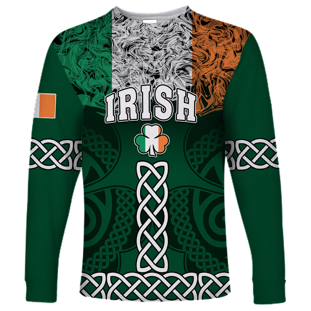 Ireland Long Sleeve Shirt Irish Shamrock Mix Celtic Knotwork Pattern - Wonder Print Shop