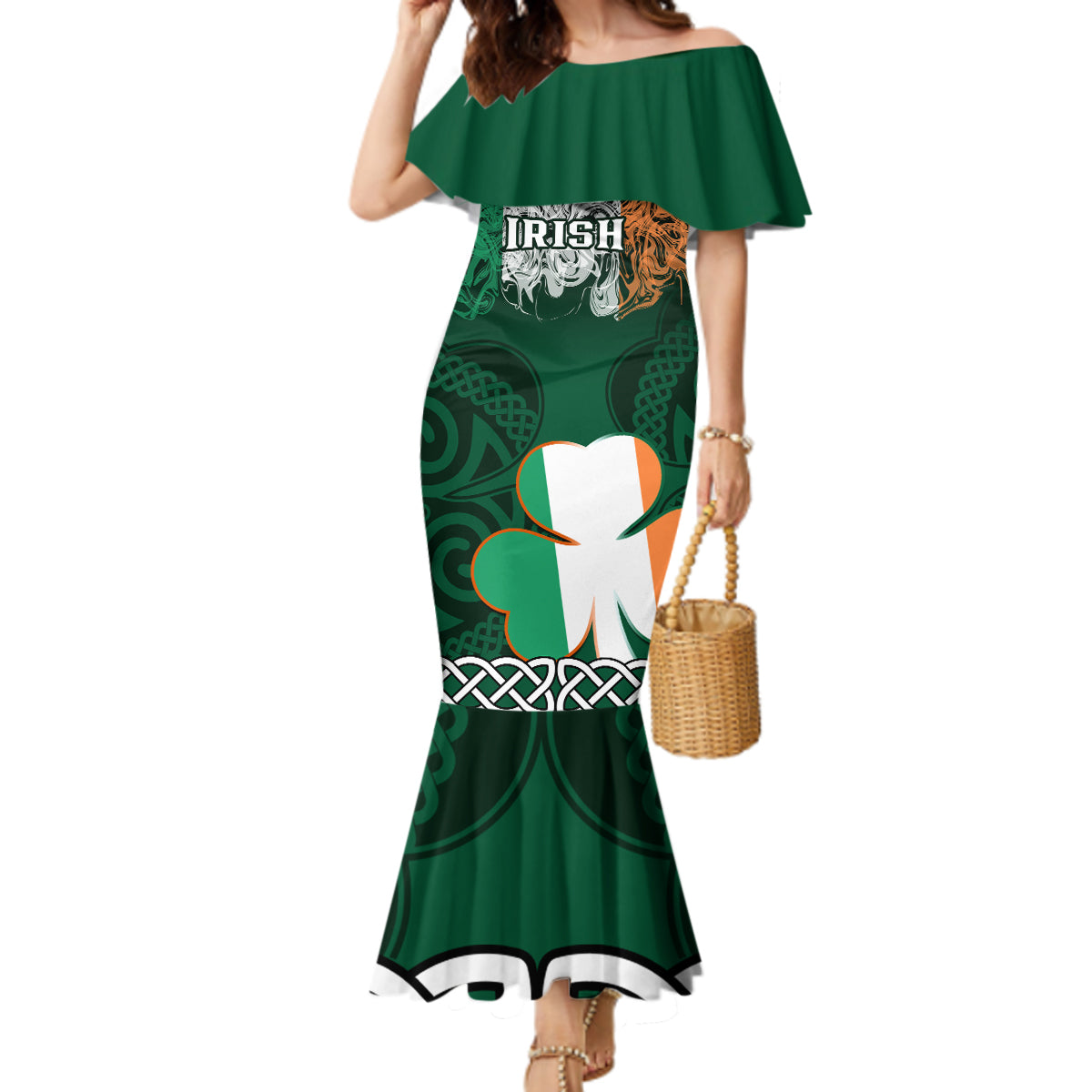 Ireland Mermaid Dress Irish Shamrock Mix Celtic Knotwork Pattern - Wonder Print Shop