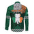 Personalised Ireland Long Sleeve Button Shirt Irish Shamrock Mix Celtic Knotwork Pattern - Wonder Print Shop