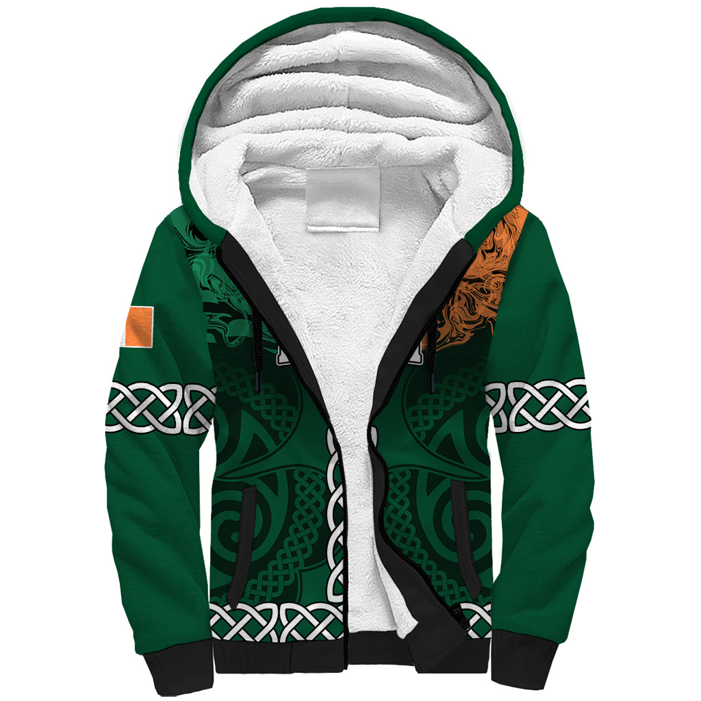 Personalised Ireland Sherpa Hoodie Irish Shamrock Mix Celtic Knotwork Pattern - Wonder Print Shop