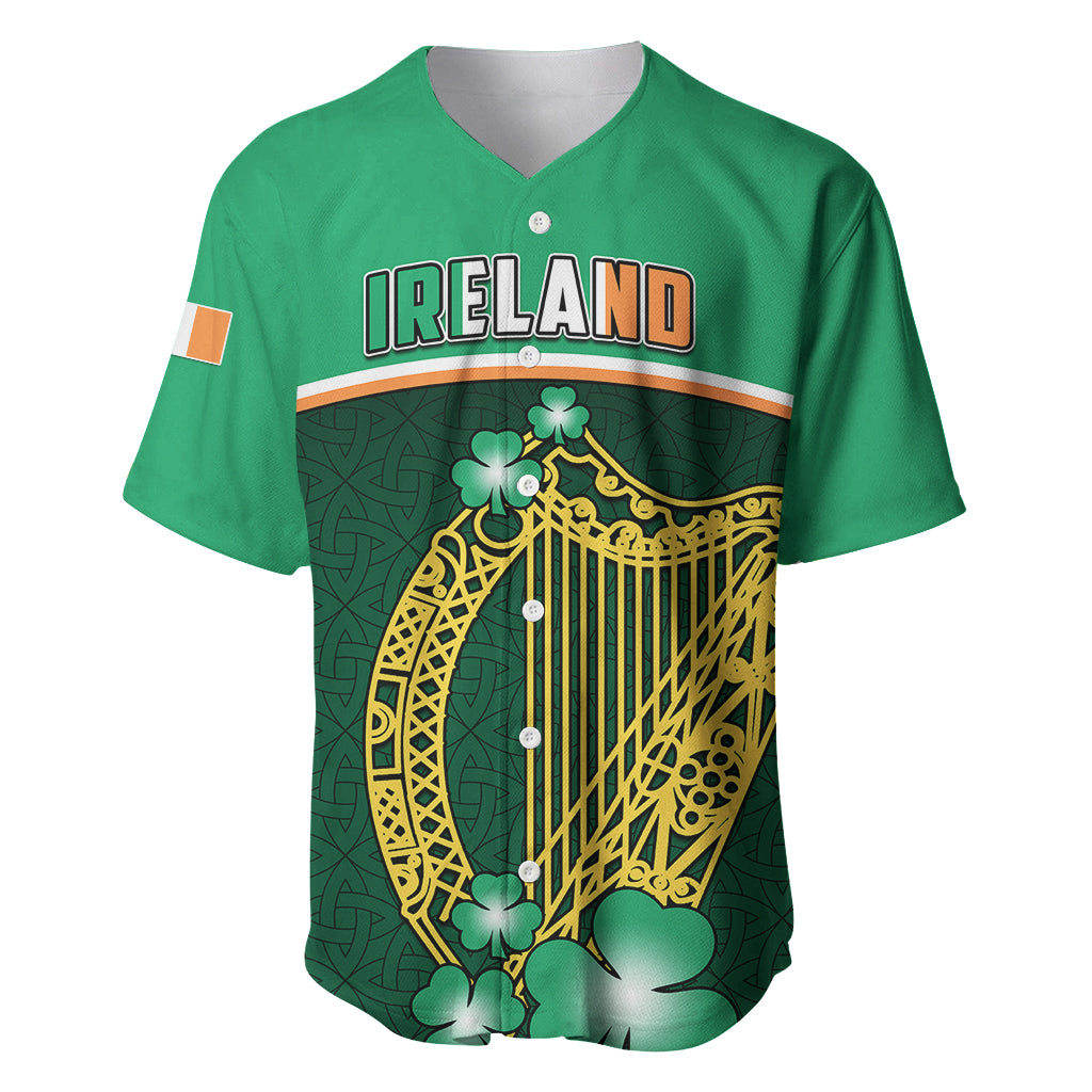 Ireland Baseball Jersey Irish Shamrock Harp Mix Celtic Pattern - Wonder Print Shop