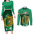 Ireland Couples Matching Long Sleeve Bodycon Dress and Long Sleeve Button Shirts Irish Shamrock Harp Mix Celtic Pattern - Wonder Print Shop