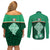 Ireland Couples Matching Off Shoulder Short Dress and Long Sleeve Button Shirts Irish Shamrock Harp Mix Celtic Pattern - Wonder Print Shop