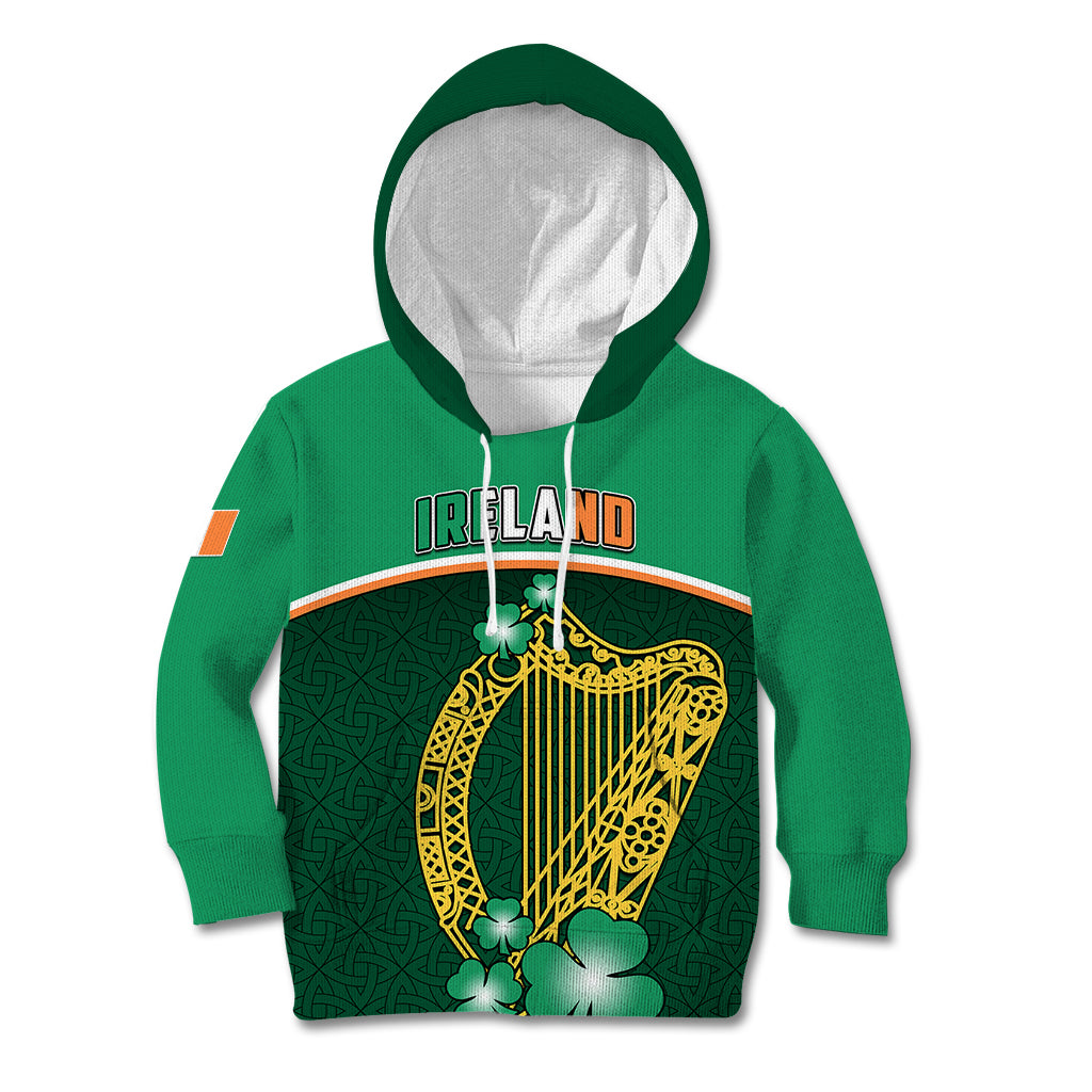 Ireland Kid Hoodie Irish Shamrock Harp Mix Celtic Pattern - Wonder Print Shop