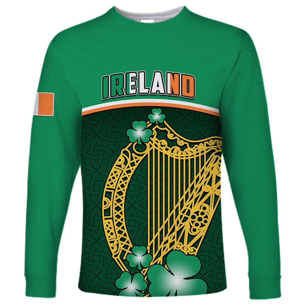 Ireland Long Sleeve Shirt Irish Shamrock Harp Mix Celtic Pattern - Wonder Print Shop