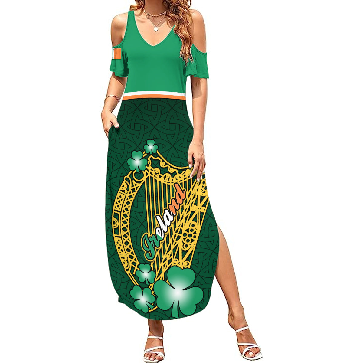 ireland-summer-maxi-dress-irish-shamrock-harp-mix-celtic-pattern