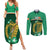 Personalised Ireland Couples Matching Summer Maxi Dress and Long Sleeve Button Shirts Irish Shamrock Harp Mix Celtic Pattern - Wonder Print Shop