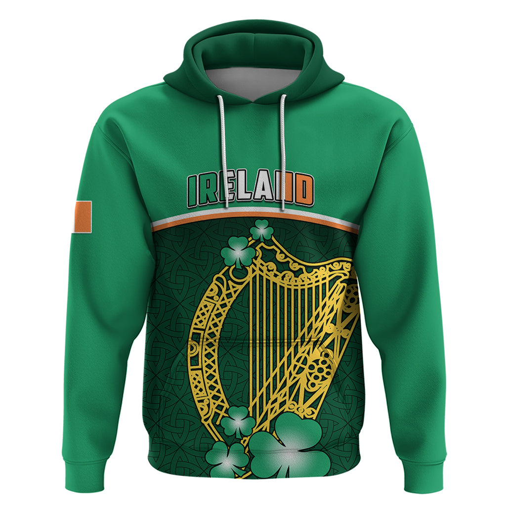 Personalised Ireland Hoodie Irish Shamrock Harp Mix Celtic Pattern - Wonder Print Shop