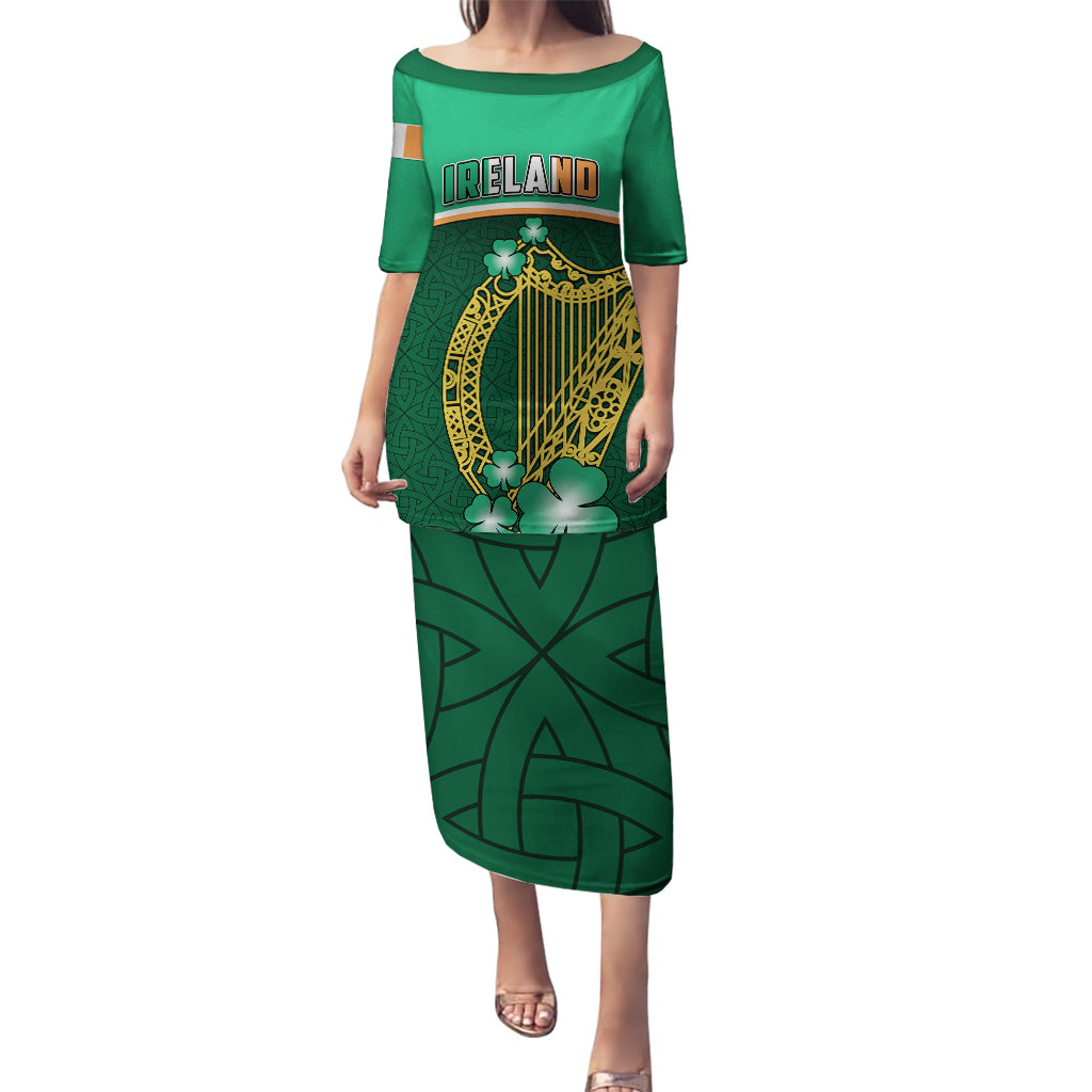 Personalised Ireland Puletasi Irish Shamrock Harp Mix Celtic Pattern - Wonder Print Shop