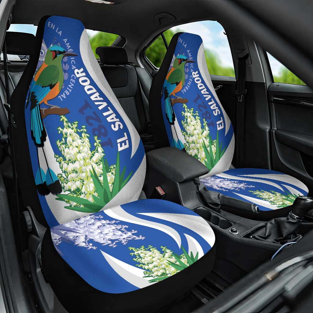 El Salvador Independence Day Car Seat Cover Flor De Izote With Turquoise Browed Motmot - Wonder Print Shop