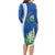 El Salvador Independence Day Long Sleeve Bodycon Dress Flor De Izote With Turquoise Browed Motmot - Wonder Print Shop