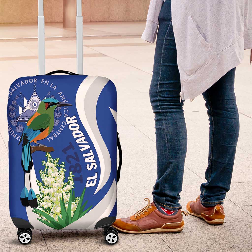 El Salvador Independence Day Luggage Cover Flor De Izote With Turquoise Browed Motmot - Wonder Print Shop