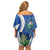 El Salvador Independence Day Off Shoulder Short Dress Flor De Izote With Turquoise Browed Motmot - Wonder Print Shop