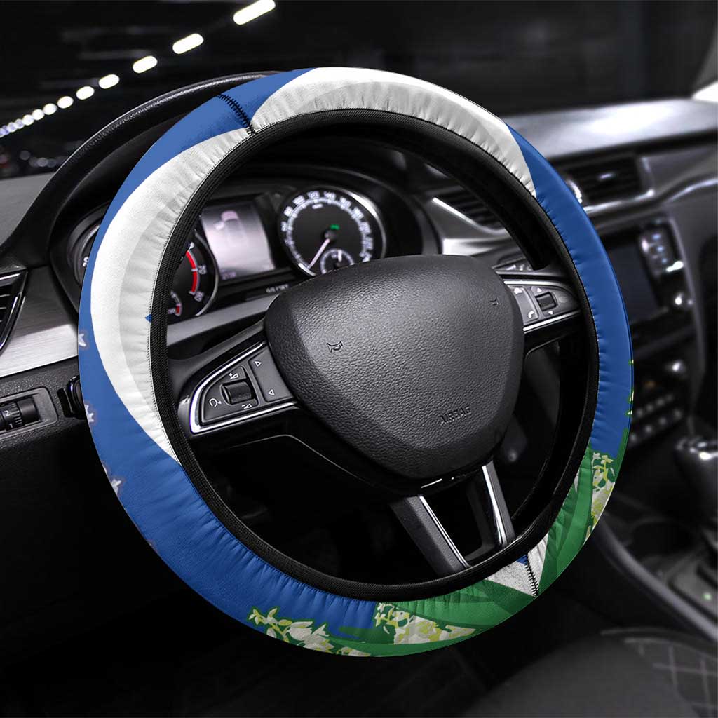 El Salvador Independence Day Steering Wheel Cover Flor De Izote With Turquoise Browed Motmot - Wonder Print Shop