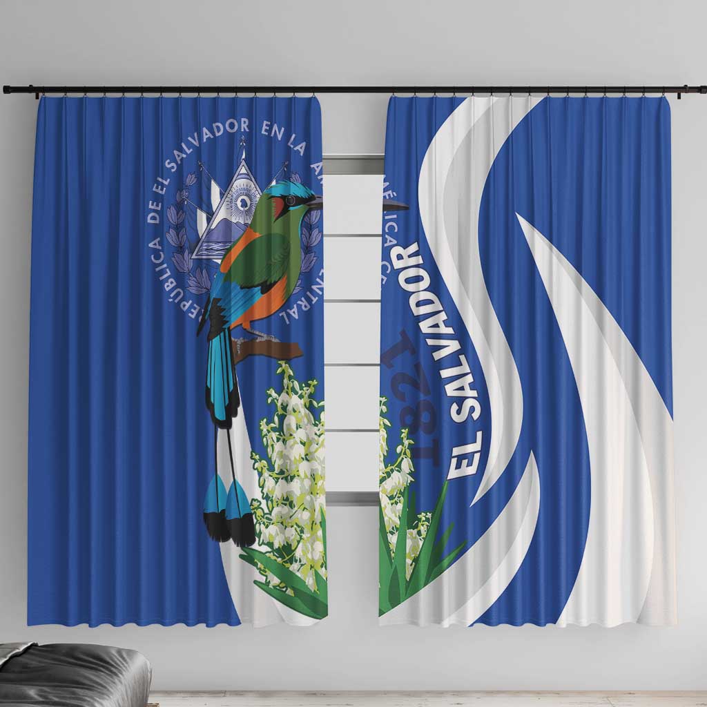 El Salvador Independence Day Window Curtain Flor De Izote With Turquoise Browed Motmot - Wonder Print Shop