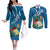 Guatemala Independence Day Couples Matching Off The Shoulder Long Sleeve Dress and Long Sleeve Button Shirt Quetzal Tropical Flower